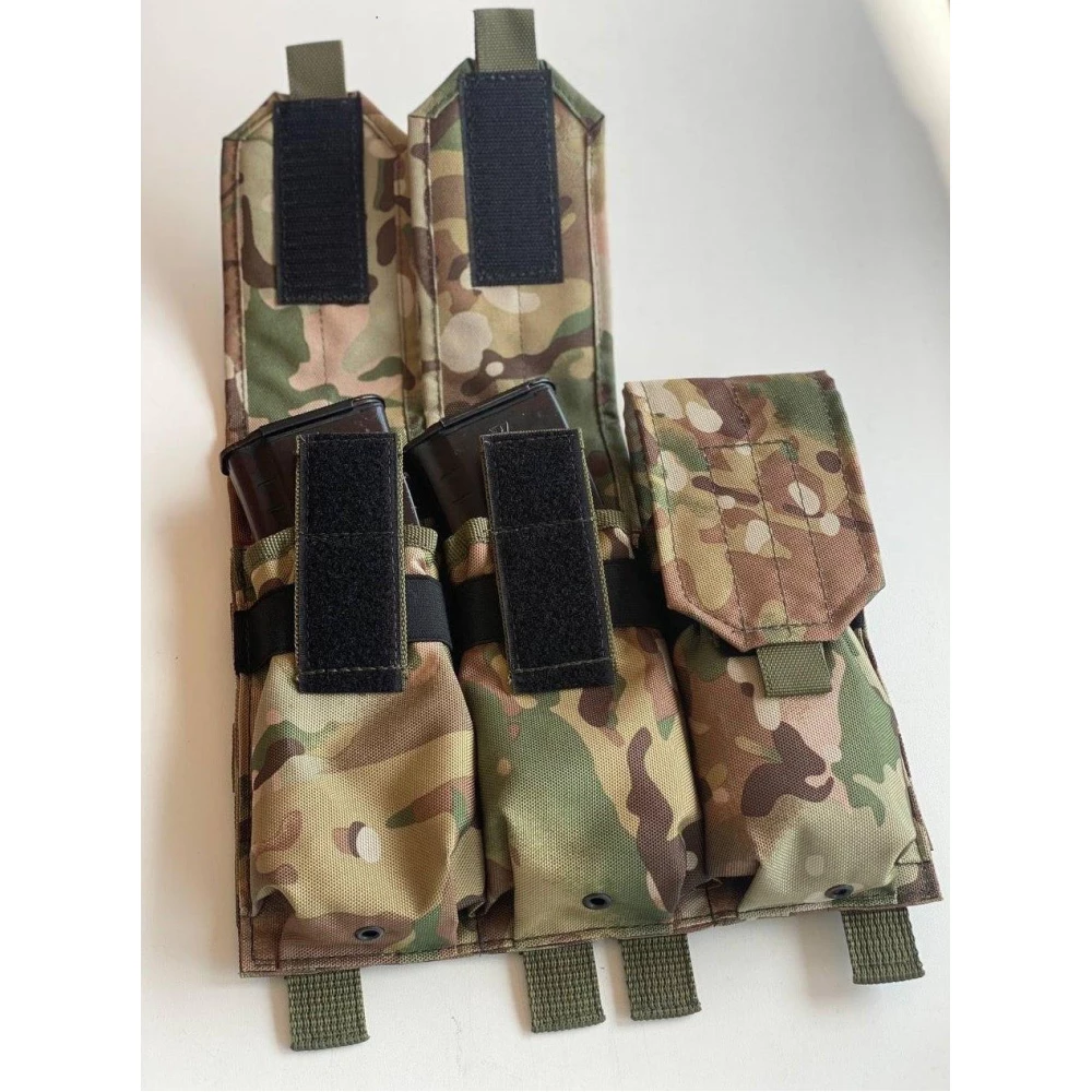 Подсумок тройной для магазинов АК закрытый с MOLLE(Пиксель)(Олива)(Мультикам)