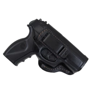 Зображення товара -  Кобура Crosman C11 поясна + прихованого внутрішньобрючного носіння формована з кліпсою (шкіра, чорна)