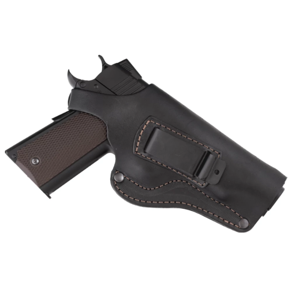 Кобура Colt 1911 поясна + прихованого внутрішньобрючного носіння не формована з кліпсою (шкіра, чорна)
