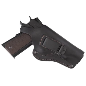 Зображення товара -  Кобура Colt 1911 поясна + прихованого внутрішньобрючного носіння не формована з кліпсою (шкіра, чорна)