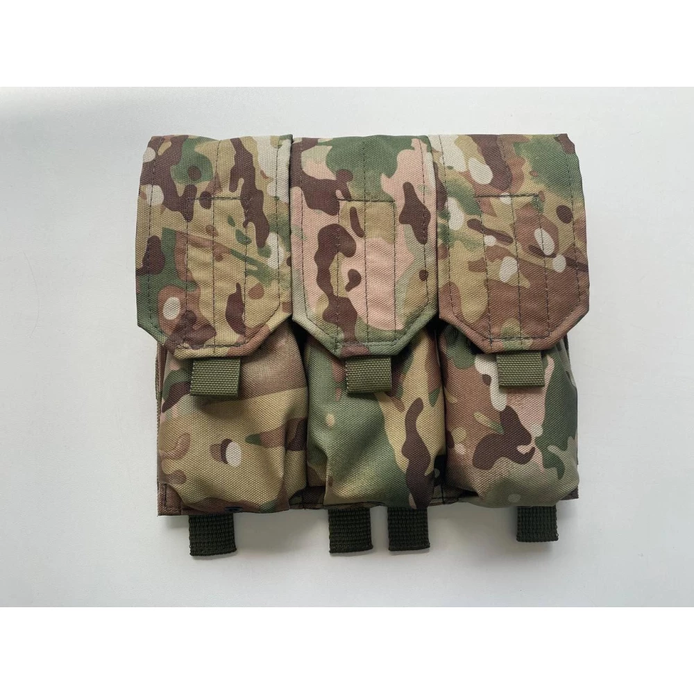 Подсумок тройной для магазинов АК закрытый с MOLLE(Пиксель)(Олива)(Мультикам)
